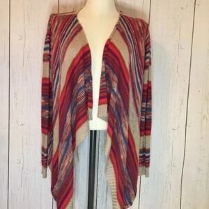 ALYA striped open waterfall boho cardigan size small